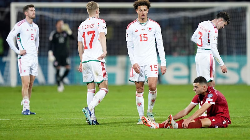Wales players appear dejected following their 1-1 draw away to Armenia in Euro 2024 qualifying (Zac Goodwin/PA)