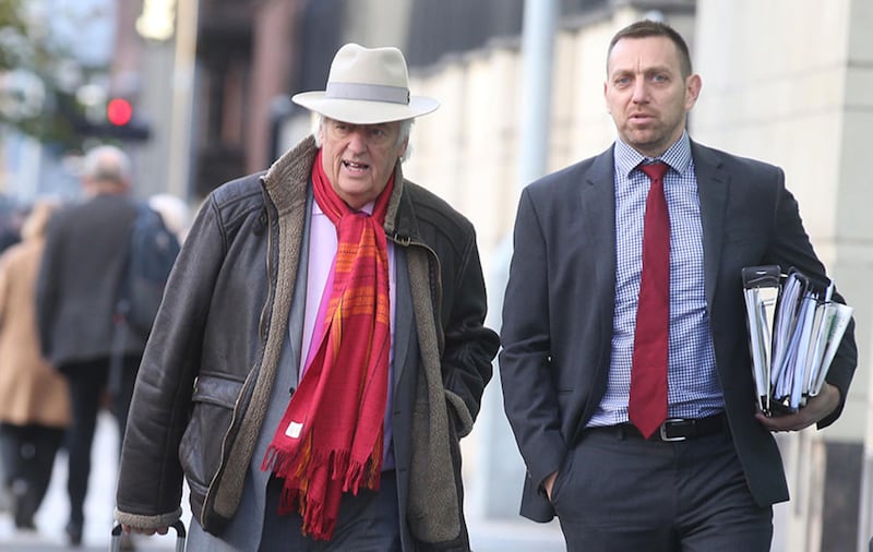 Michael Mansfield QC and solicitor P&aacute;draig &Oacute; Muirigh pictured outside court