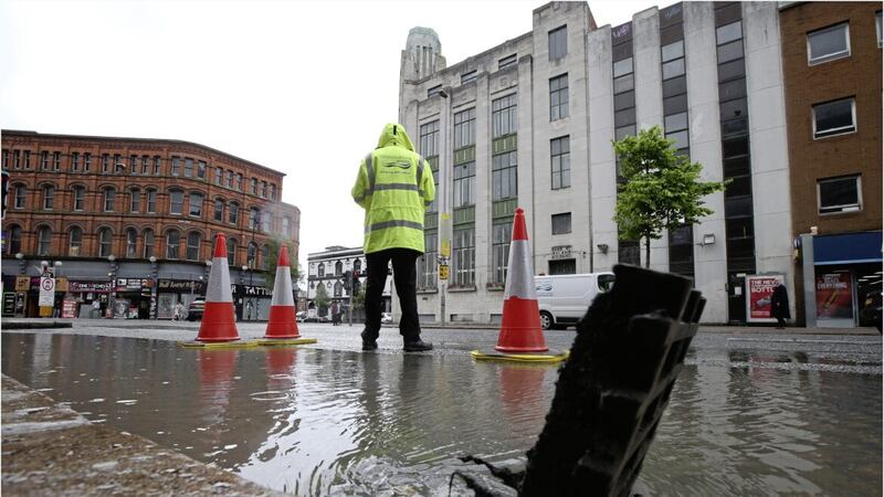 Northern Ireland Water at work in Royal Avenue Belfast. Picture: Hugh Russell. 