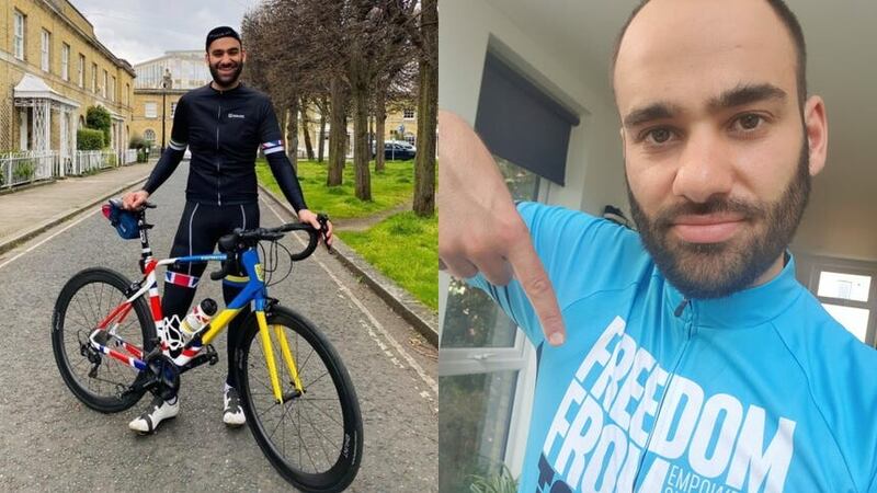 Tom Hashemi cycled around London in the shape of a heart for Refugee Week (Tom Hashemi/PA)
