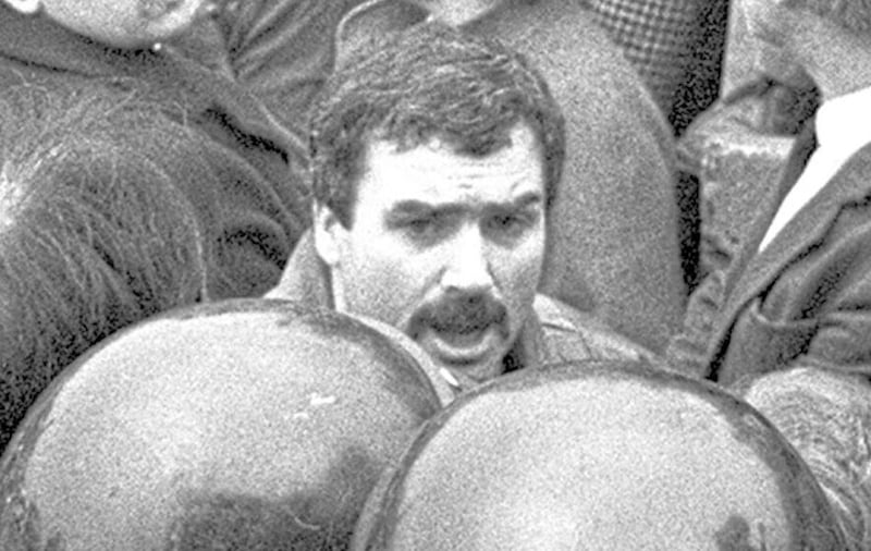 Freddie Scappaticci pictured at the 1987 funeral of IRA man Larry Marley