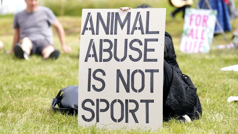 Animal rights protest group Animal Rising pictured ahead of Derby Day at Epsom (Mike Egerton/PA)