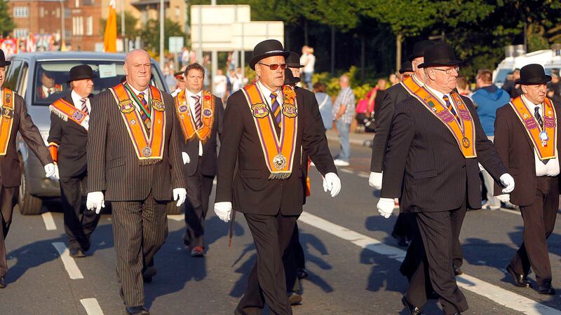 Orangemen parading in Belfast last year&nbsp;