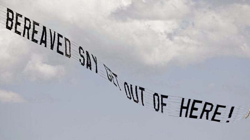 The Covid-19 Bereaved Families for Justice group arranged for this banner to be flown over the I&#39;m A Celebrity... Get Me Out Of Here! camp in Australia with a firm message for former health secretary Matt Hancock. 