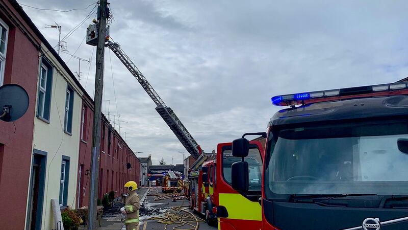 Six appliances and an aerial appliance attended the scene in Portadown on Friday. PICTURE: NIFRS/FACEBOOK