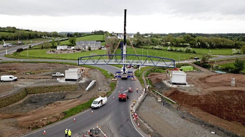 Two pedestrian bridges have been placed across the A6 at Castledawson roundabout 