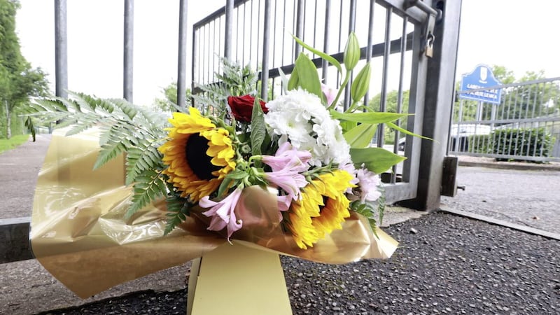 Flowers left outside Largy College in Clones after two of its teenage pupils were killed in a devastating crash outside the town 