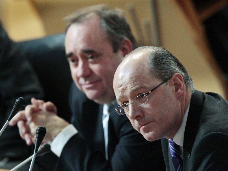 John Swinney as finance secretary with then first minister Alex Salmond in 2010