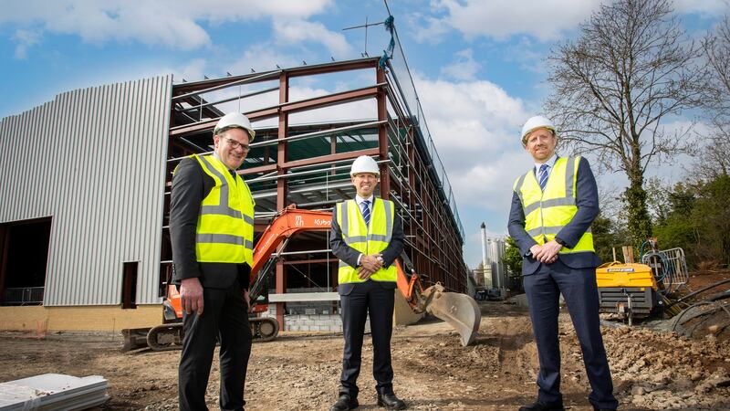 L-R: Dale Farm's Fred Allen, chair; Nick Whelan, group chief executive; and Chris McAlinden, group operations director, at the Dunmanbridge site, near Cookstown.