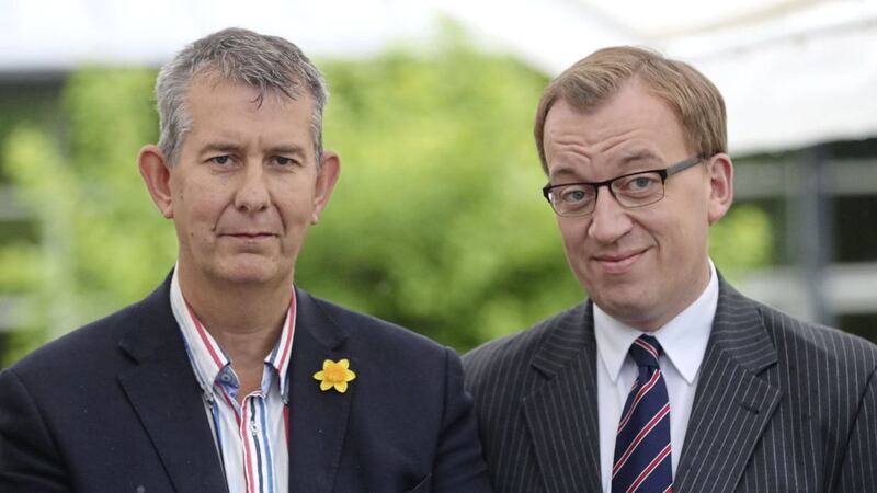 The DUP&#39;s Edwin Poots (left) and Christopher Stalford at Stormont. Picture by Niall Carson, Press Association 