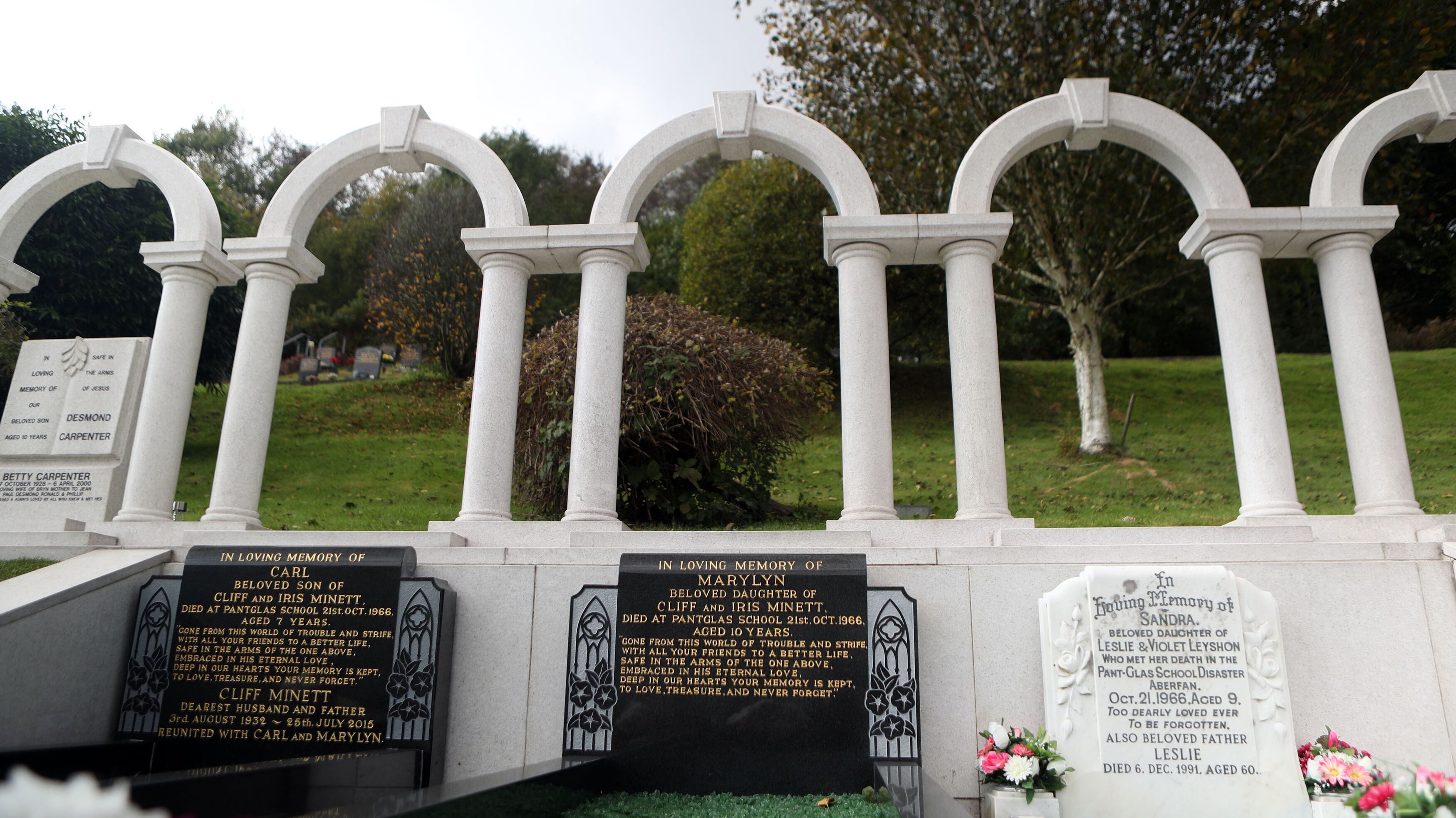 The graves of the victims of the Aberfan disaster in the village’s cemetery in Wales