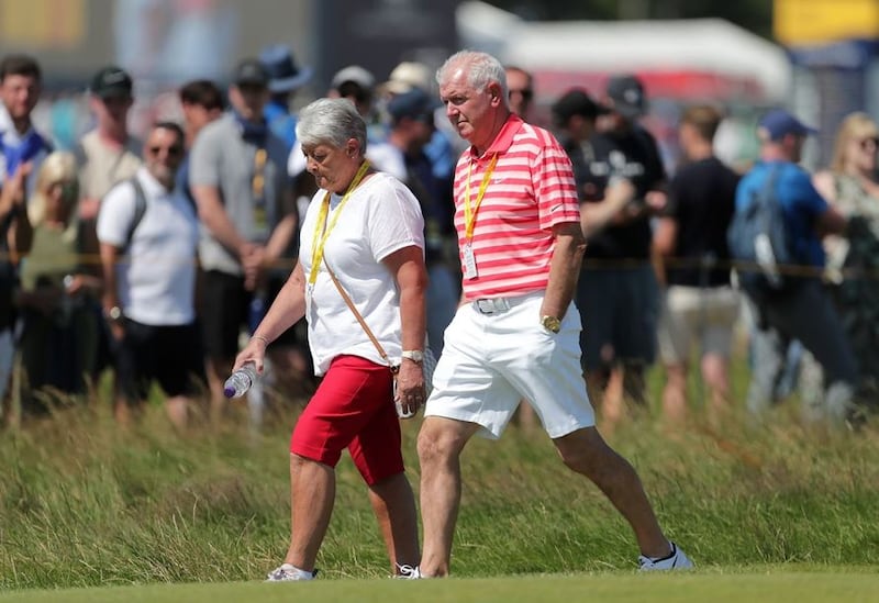 &nbsp;Rory McIlroy's parents Gerry and Rosie during day four of The Open at The Royal St George's Golf Club in Sandwich, Kent. Picture date: Sunday July 18, 2021.