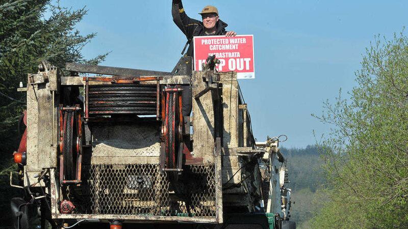 Mark Chapman protesting at Woodburn Forest&nbsp;
