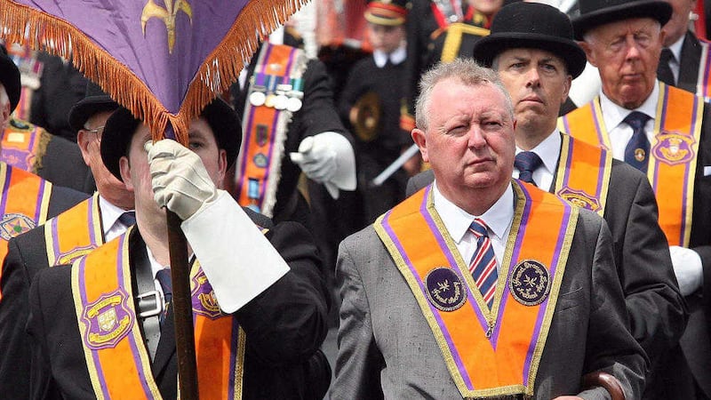 Grand Secretary Drew Nelson last year at the annual parade at Drumcree Parish Church. Picture by Freddie Parkinson