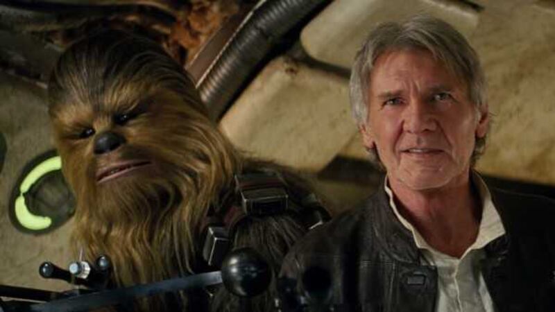Old friends Chewbacca and Han Solo are reunited in Star Wars: The Force Awakens