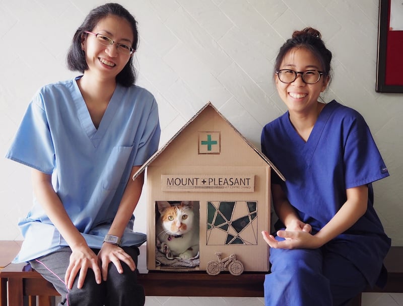 Gillian and Dorothy with the vet clinic
