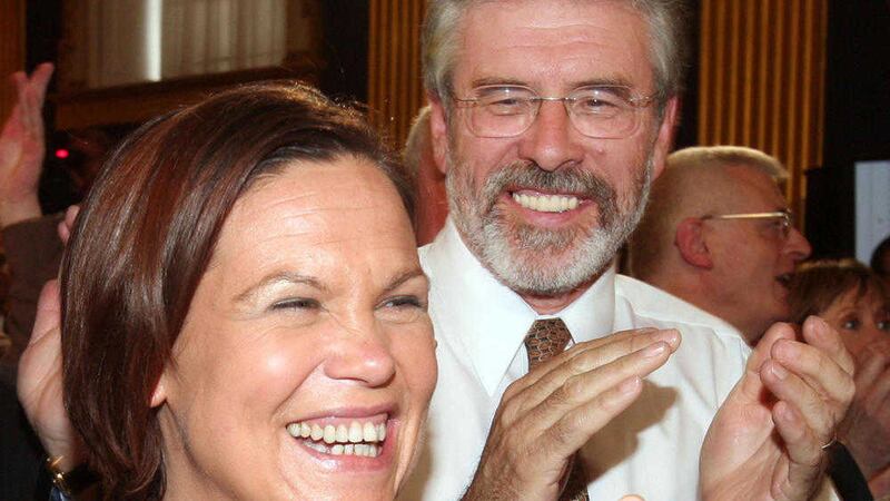 Sinn F&eacute;in&#39;s Mary Lou McDonald and Gerry Adams 