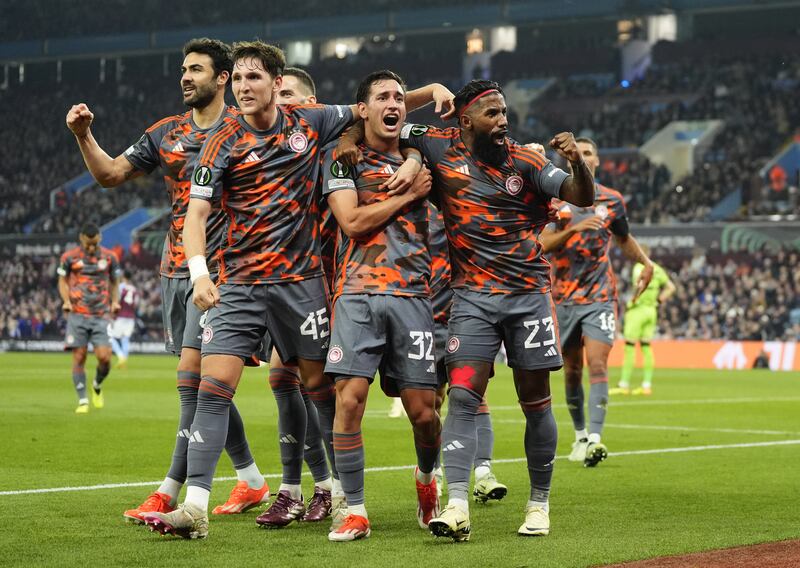 Olympiacos won last week’s first leg 4-2 at Villa Park