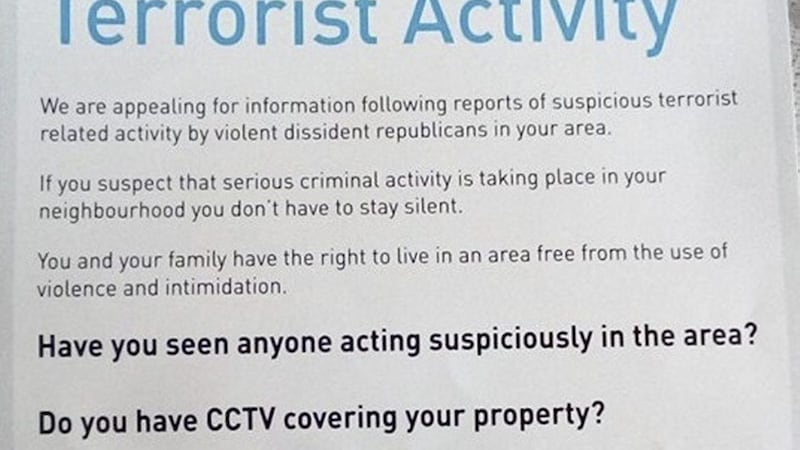 Police posted leaflets appealing for information about dissident republican activity in Derry&#39;s Creggan area 