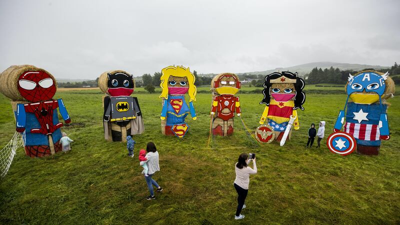 Masked marvels Spider-Man, Batman, Superwoman, Iron Man, Wonder Woman and Captain America are attracting visitors to a Co Tyrone field.