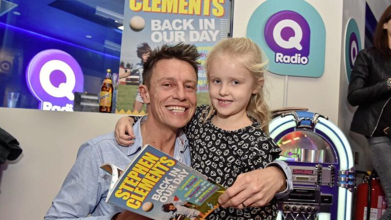 Broadcaster Stephen Clements pictured at the launch of new book, Back in the Day, with his daughter Poppy Clements, star of Q Radio&rsquo;s Little Kidders 