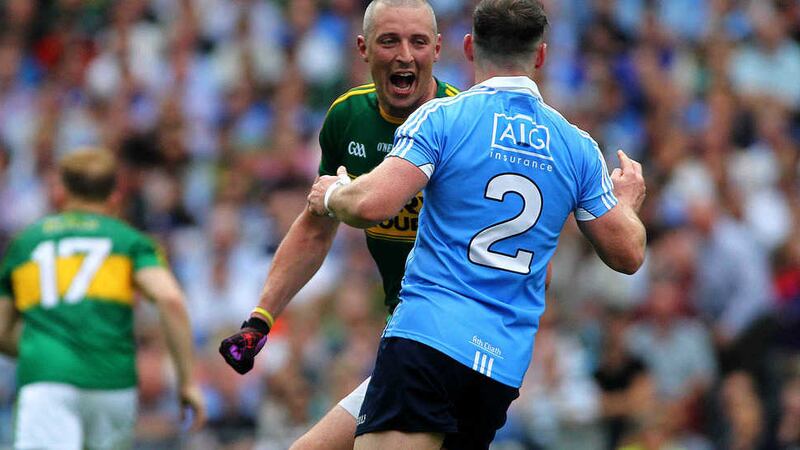 &nbsp; Kerry&rsquo;s Kieran Donaghy screams into the face of Dublin&rsquo;s Philip McMahon after Kerry scored their second during yesterday&rsquo;s semi-final clash at Croke Park. McMahon and the Dubs had the last laugh<br />Picture by Seamus Loughran