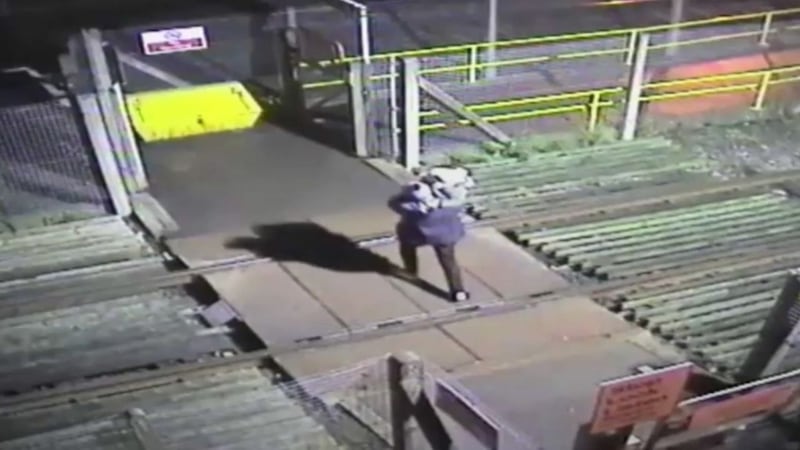 Here's the moment two adults risked a toddler's life on a level crossing
