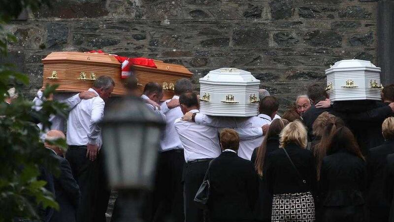 The funeral of Clodagh Hawe and her sons. Picture by Brian Lawless, Press Association