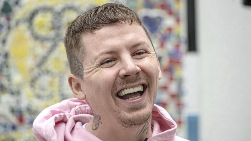 Professor Green during a visit to a lottery-funded homeless charity 999 Club in London, to promote the National Lottery Awards in 2018 