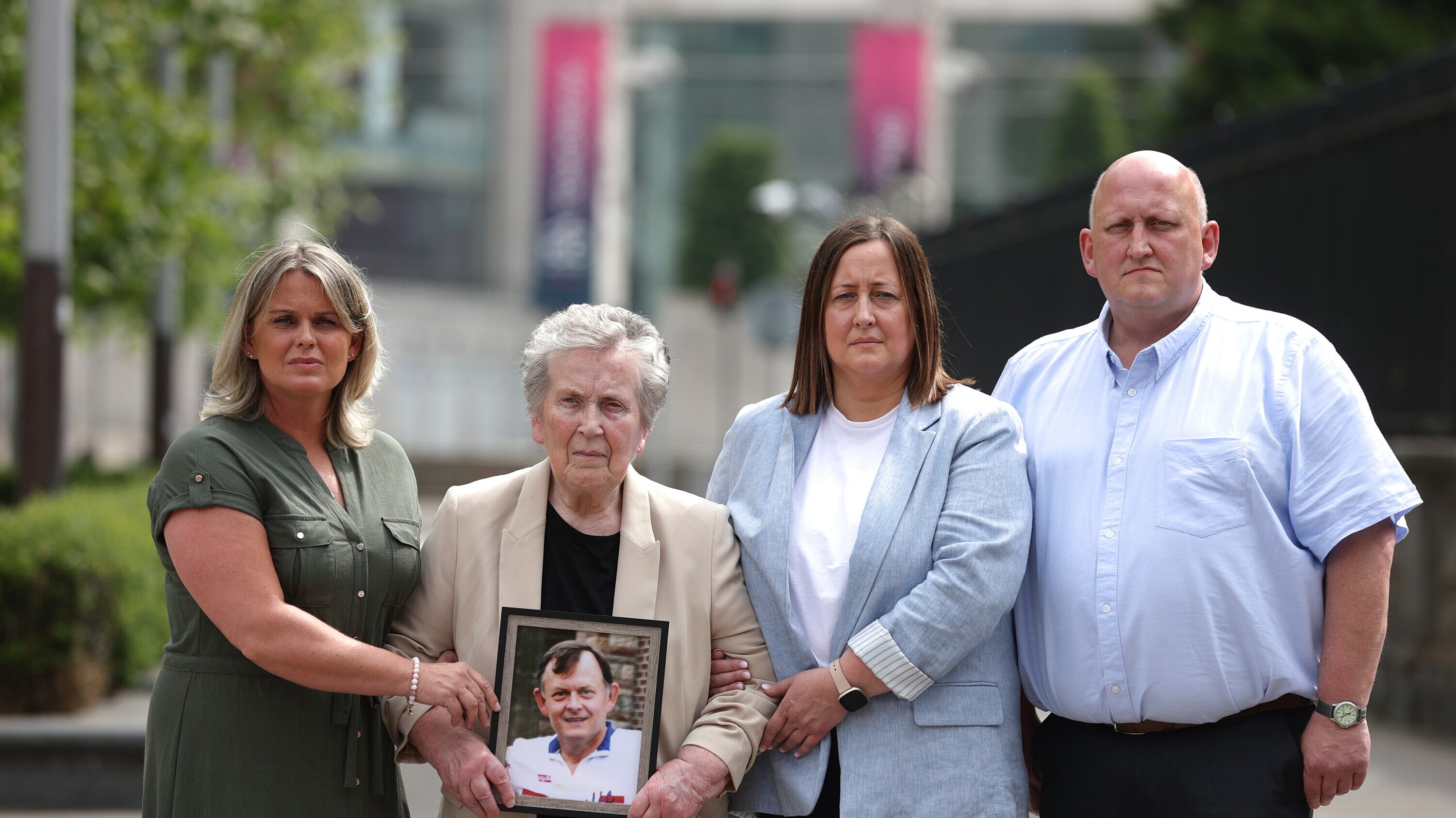 Family members of Sean Brown at a previous court hearing (Liam McBurney/PA)