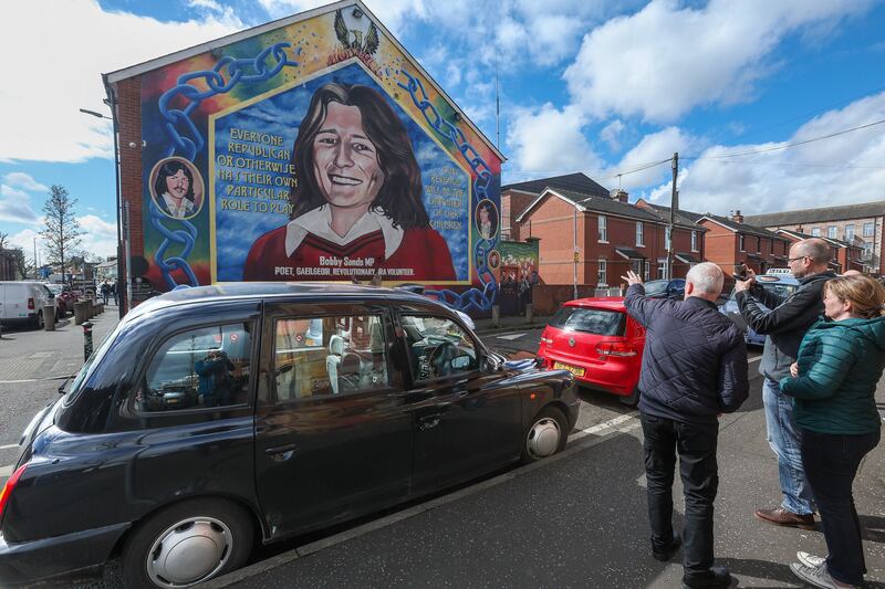 The most popular mural in Belfast with tourists, the Bobby Sands mural on the side of the Sinn Fein office at Sevastopol Street in the west of the city. PIcture Mal McCann