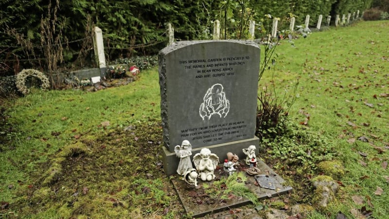 The infants graveyard at Sean Ross Abbey in Roscrea, Tipperary, which was mother and baby home operated by the Sisters of the Sacred Hearts of Jesus and Mary from 1930 to 1970. Niall Carson/PA Wire. 