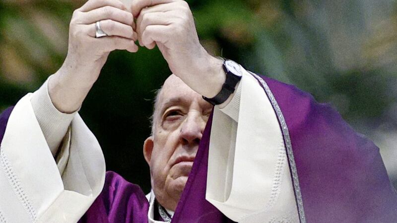 Pope Francis, pictured celebrating Ash Wednesday Mass at the Vatican last week, is inviting the faithful to renew their faith this Lent, says Archbishop of Armagh Eamon Martin. Picture by Guglielmo Mangiapane/Pool photo via AP 