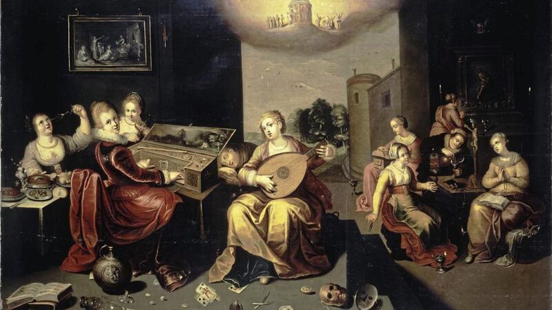 This painting by Hieronymus Francken, from around 1616, depicts the parable of the wise and foolish virgins. It can be found in the State Hermitage Museum in St Petersburg, Russia. 