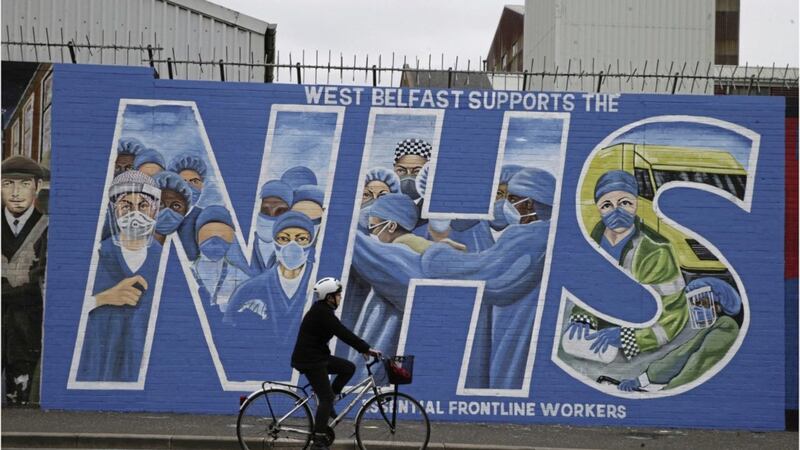 The NHS mural on the &#39;International Wall&#39; in west Belfast. Picture by Hugh Russell. 