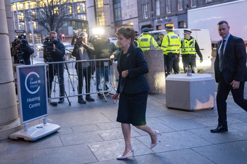 Nicola Sturgeon arrives at the inquiry hearing in Edinburgh