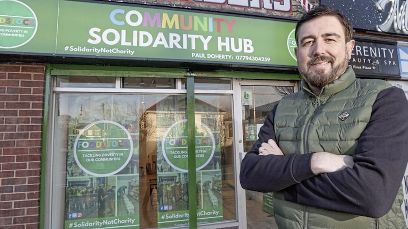 Paul Doherty pictured at the new Community Solidarity Hub on the Andersonstown Road in west Belfast. Picture by Hugh Russell 