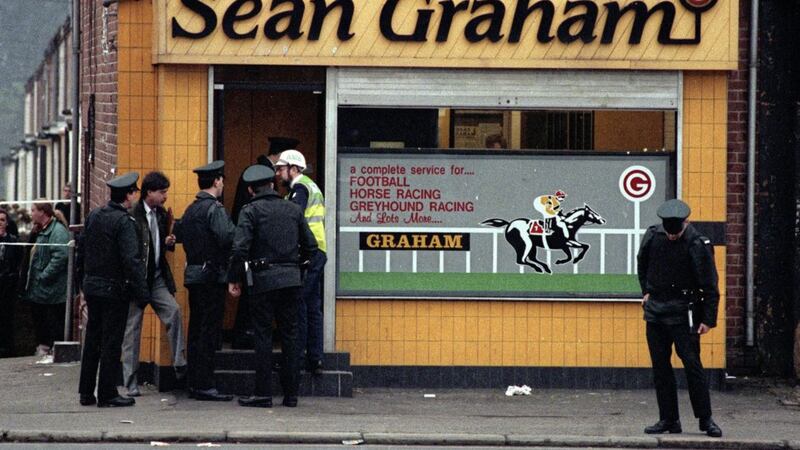 Five people were killed on February 5 1992 when the UFF opened fire on the Sean Graham bookmaker's shop on the lower Ormeau Road in Belfast. Picture by Pacemaker