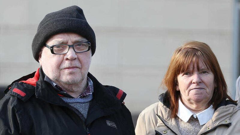 Hugh and Teresa Jordan pictured at court in Belfast yesterday. Picture by Hugh Russell 