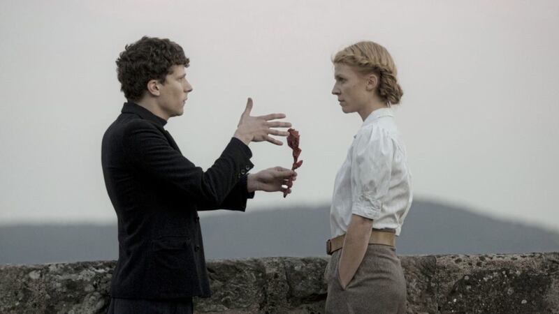 Jesse Eisenberg and Clemence Poesy in Resistance 