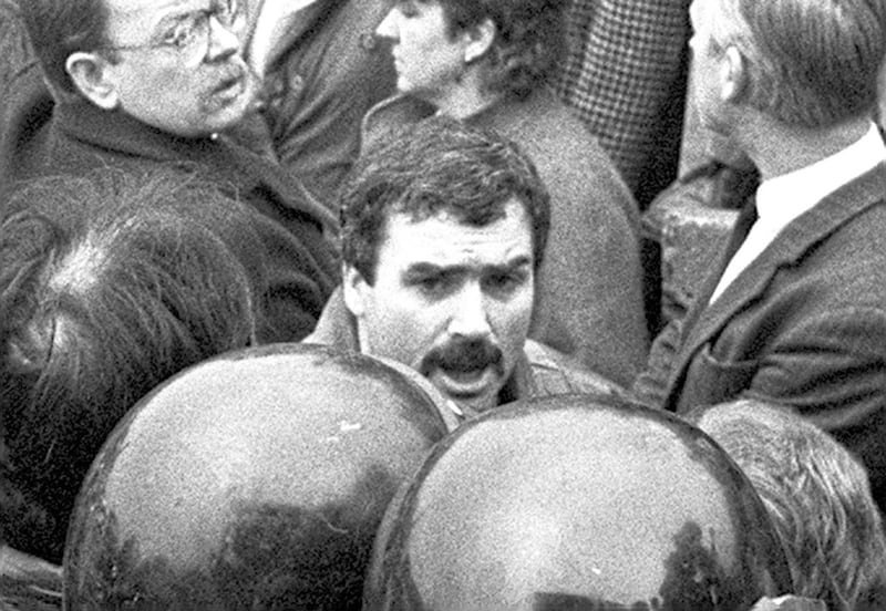 Alfredo &quot;Freddie&quot; Scappaticci pictured at the 1987 funeral of IRA man Larry Marley. Picture from Pacemaker