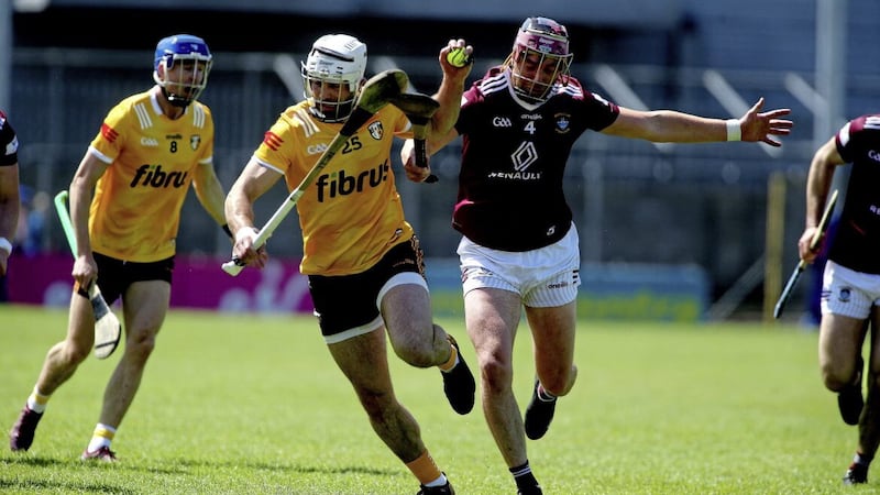 Neil McManus battles against Johnny Bermingham during yesterday&#39;s relegation face-off with Westmeath. Was this McManus&#39;s swansong? Picture: Seamus Loughran 