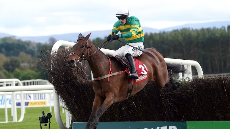 Impervious, ridden by Brian Hayes, wins the Hanlon Concrete Irish EBF Glencarraig Lady Francis Flood Mares Chase on day four of the Punchestown Festival. Picture by PA