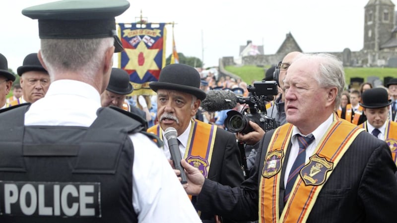 The annual Drumcree parade was again prevented from walking down the Garvaghy road on their return to Carlton Street Orange Hall in July this year. Picture Matt Bohill/Pacemaker Press 