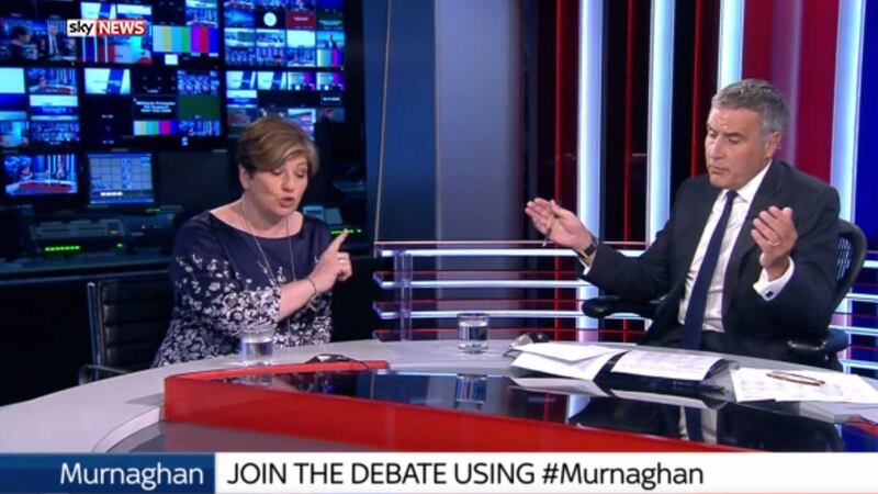 Shadow foreign secretary Emily Thornberry appearing on Murnaghan with Dermot Murnaghan on Sky News. Picture by Sky News/Press Association&nbsp;