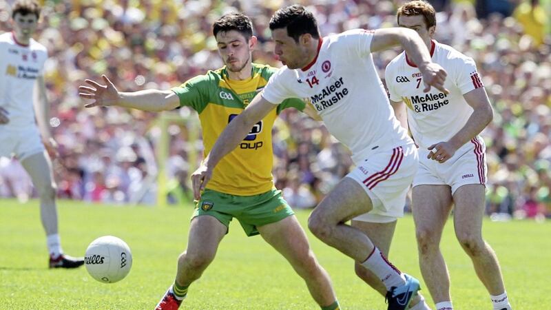Tyrone&#39;s Sean Cavanagh and Donegal&#39;s Ryan McHugh during last year&#39;s Ulster final. The two men will be key players again 