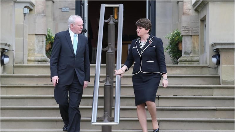 First Minister Arlene Foster and Deputy First minister Martin McGuinness at Stormont Castle&nbsp;