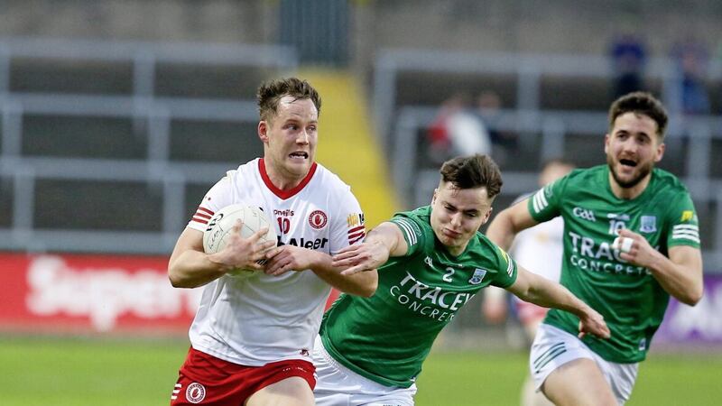 Fermanagh&#39;s Luke Flanaghan and Tyrone&#39;s Kieran McGeary in action during the 2022 Ulster GAA Football Senior Championship Preliminary Round between Fermanagh and Tyrone at Brewster Park. Tyrone take on Fermanagh in Wednesday night&#39;s Dr McKenna Cup opener at Healy Park with McGeary insisting they have put a disappointing 2022 behind them Picture: Philip Walsh 