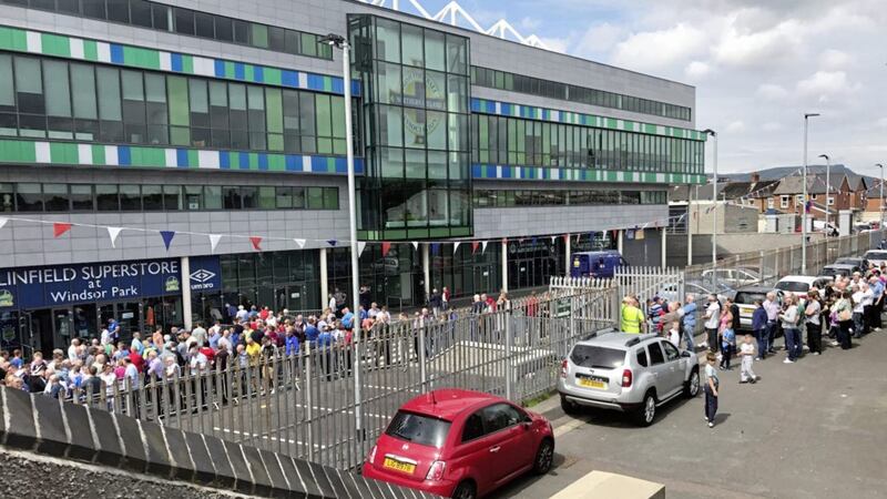 Linfield fans queue for tickets for Friday&#39;s clash against Celtic. Picture by Pacemaker 