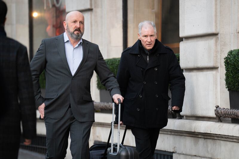 Post Office investigator Stephen Bradshaw (right) arrives at Aldwych House, central London, to give evidence to phase four of the Post Office Horizon IT inquiry